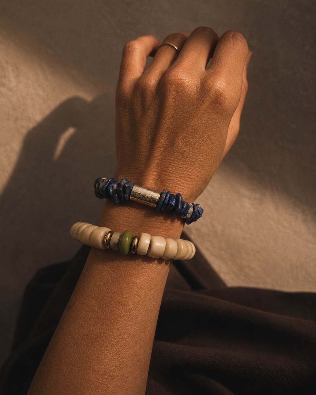 Bracelets Nerina and Calypsa on model 