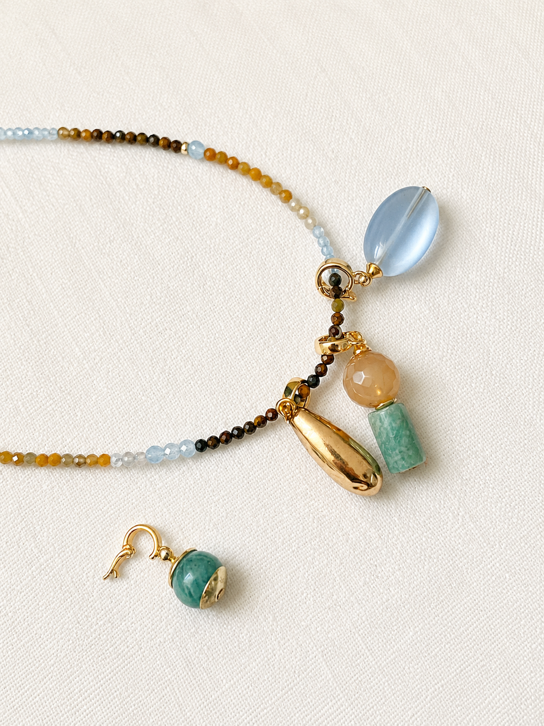 Collections of relics on a strand. 