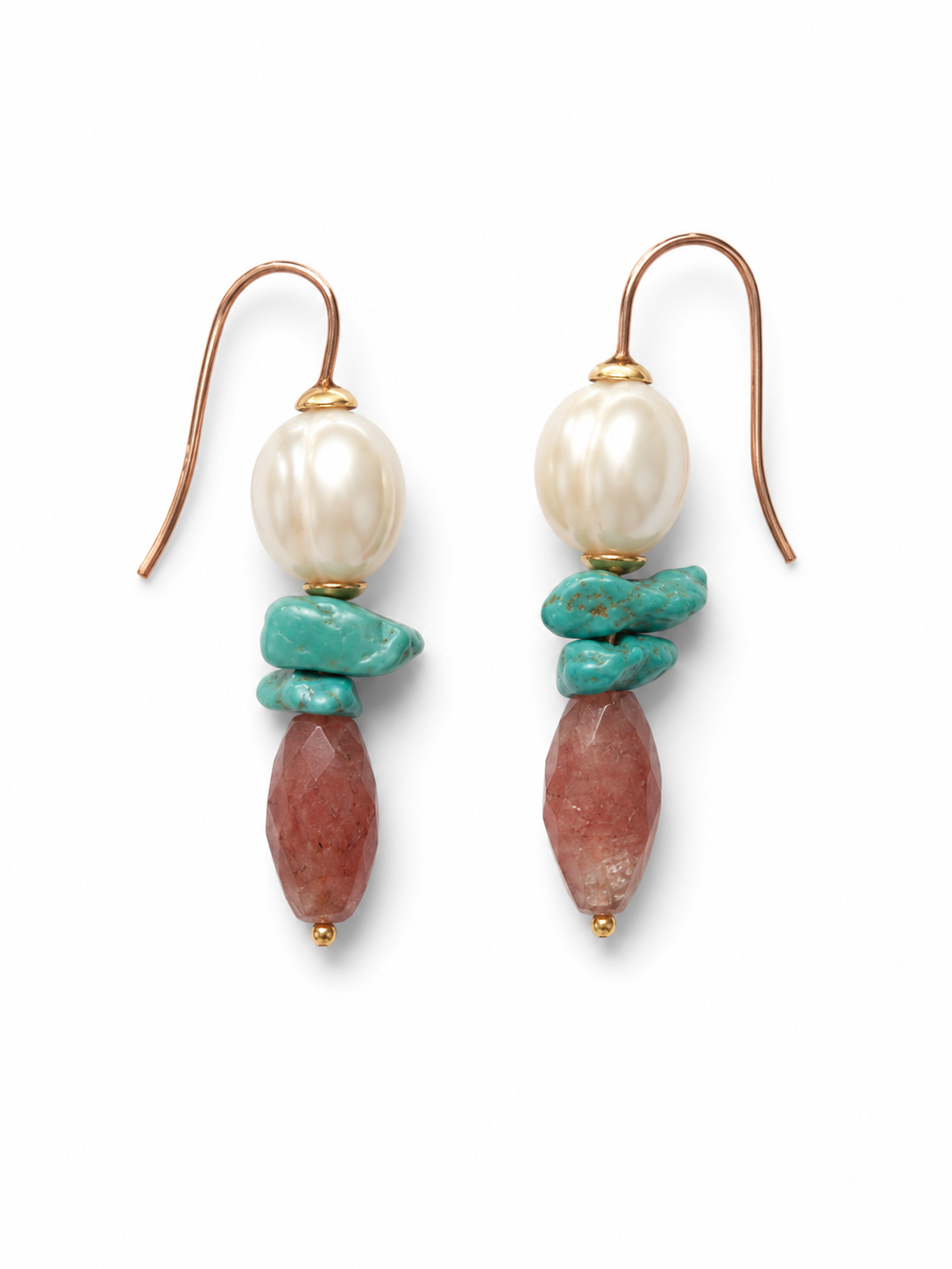 Marisol pegged peark with natural turquoise and faceted sunstone