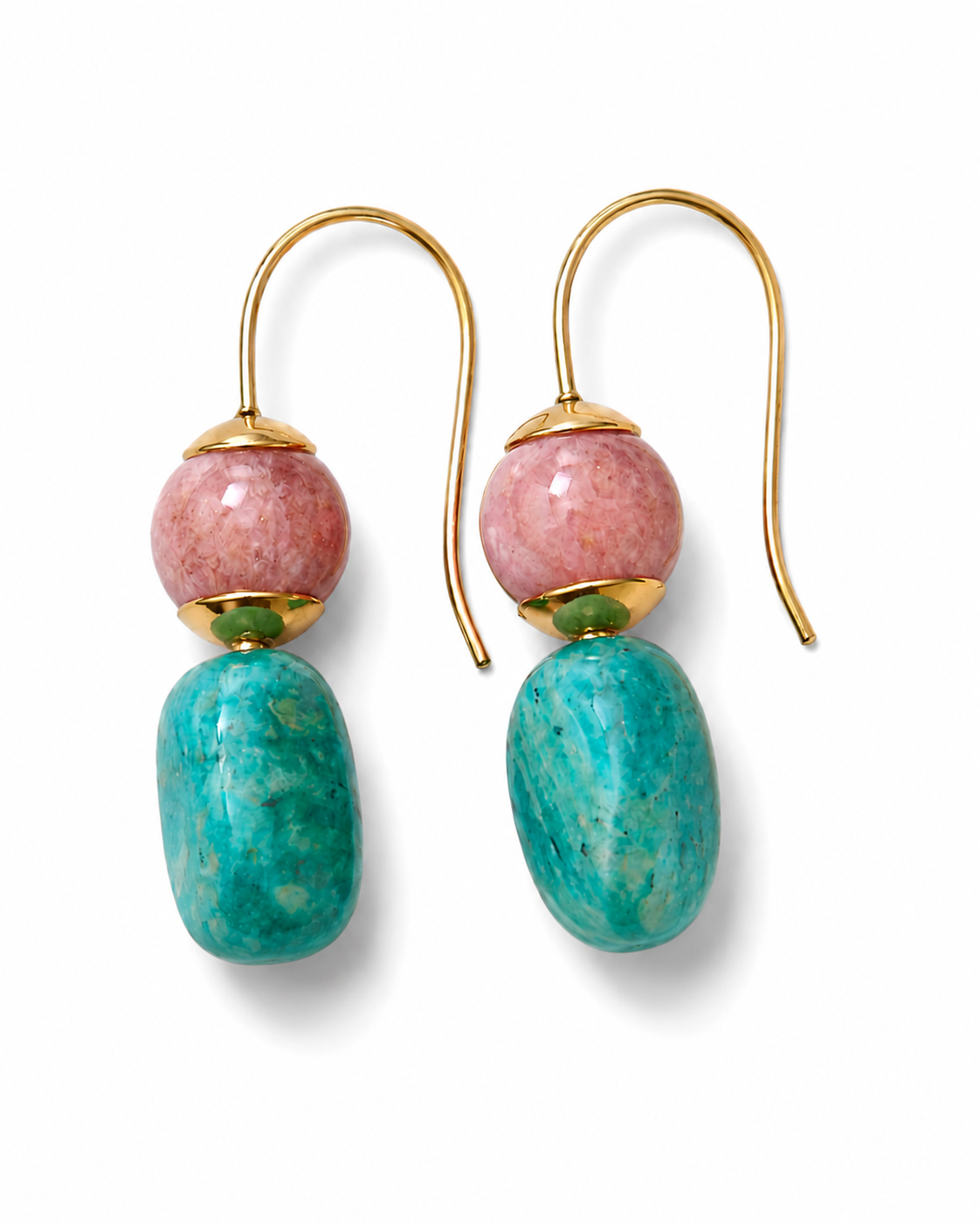 Lucenna Earrings Pegged Sunstone with Amazonite Nugget