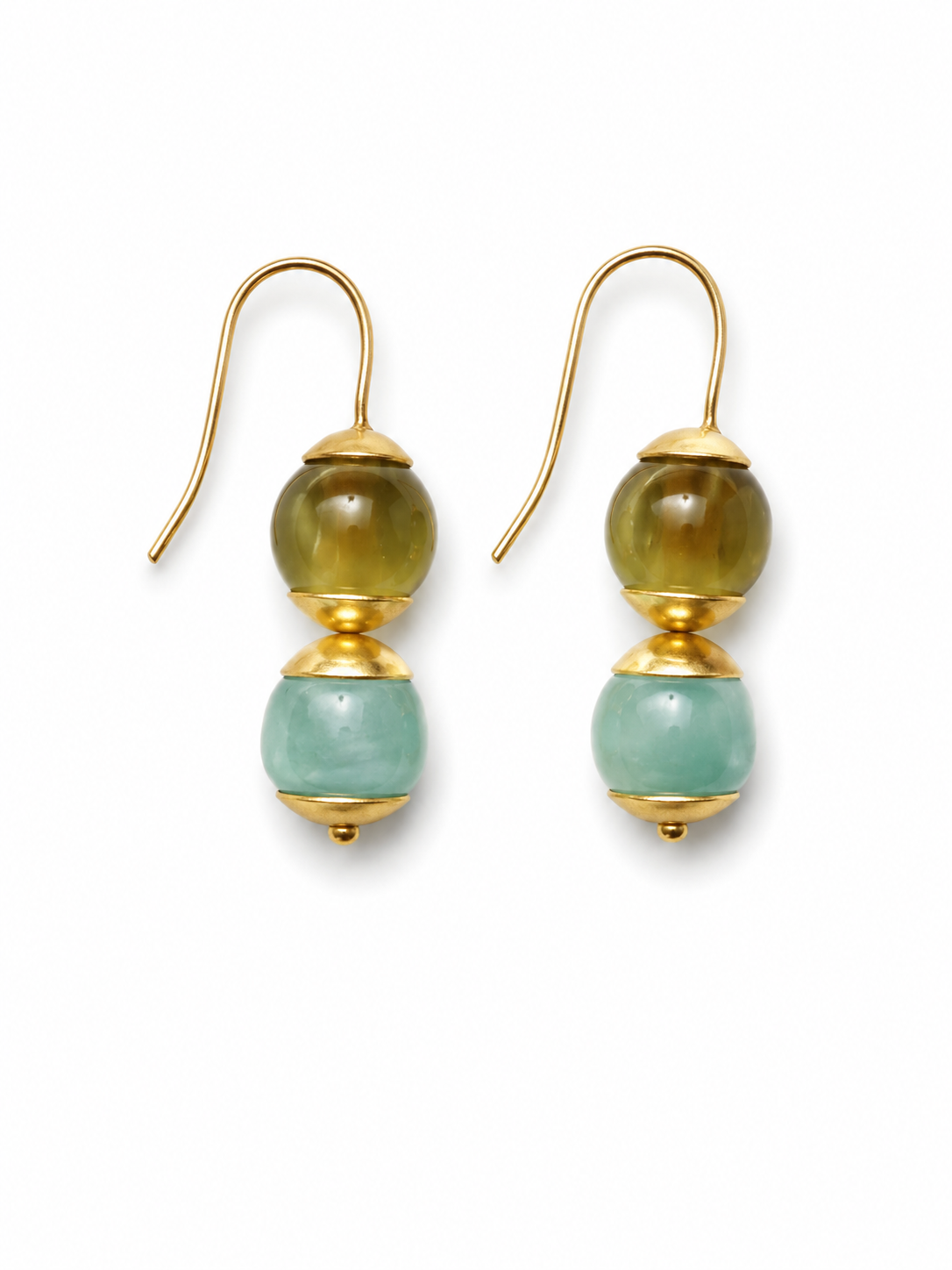 Valora Earrings Pegged Yellow Tiger's Eye and Amazonite 