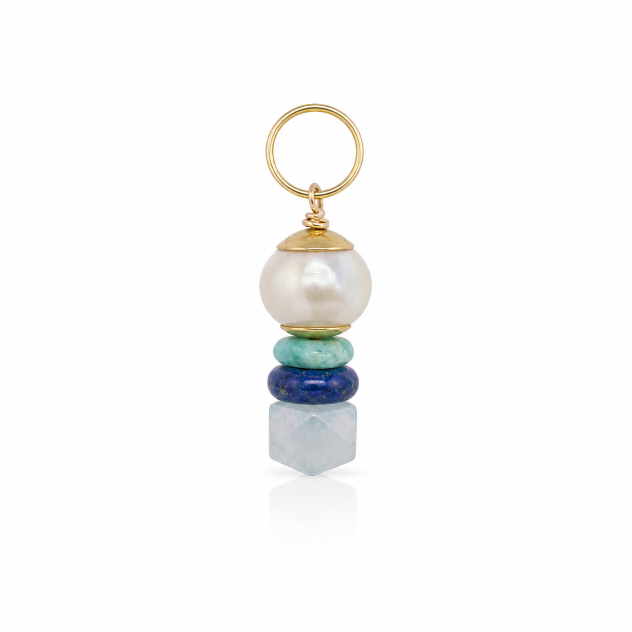 Ocean Relic with Pearl, Amazonite, Lapis and Aquamarine to add to a strand 