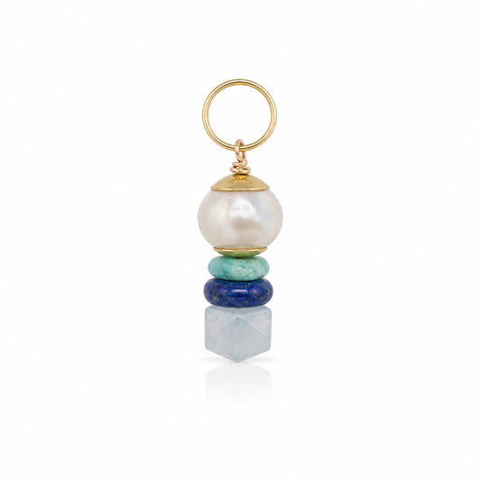 Ocean Relic with Pearl, Amazonite, Lapis and Aquamarine to add to a strand 