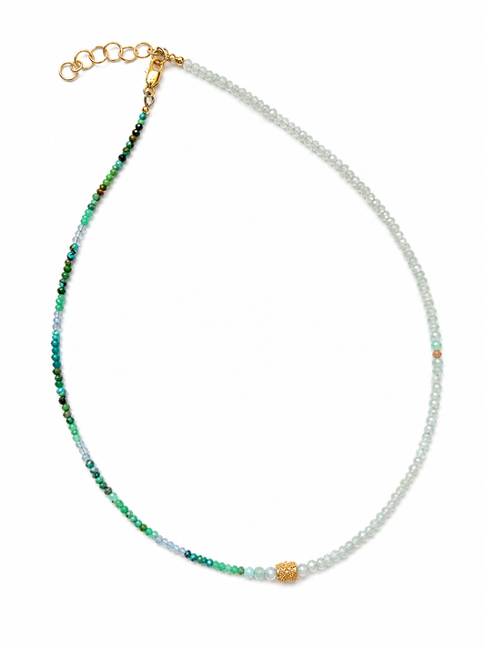 Marena 16" strand of Turquoise Amazonite and Aquamarine