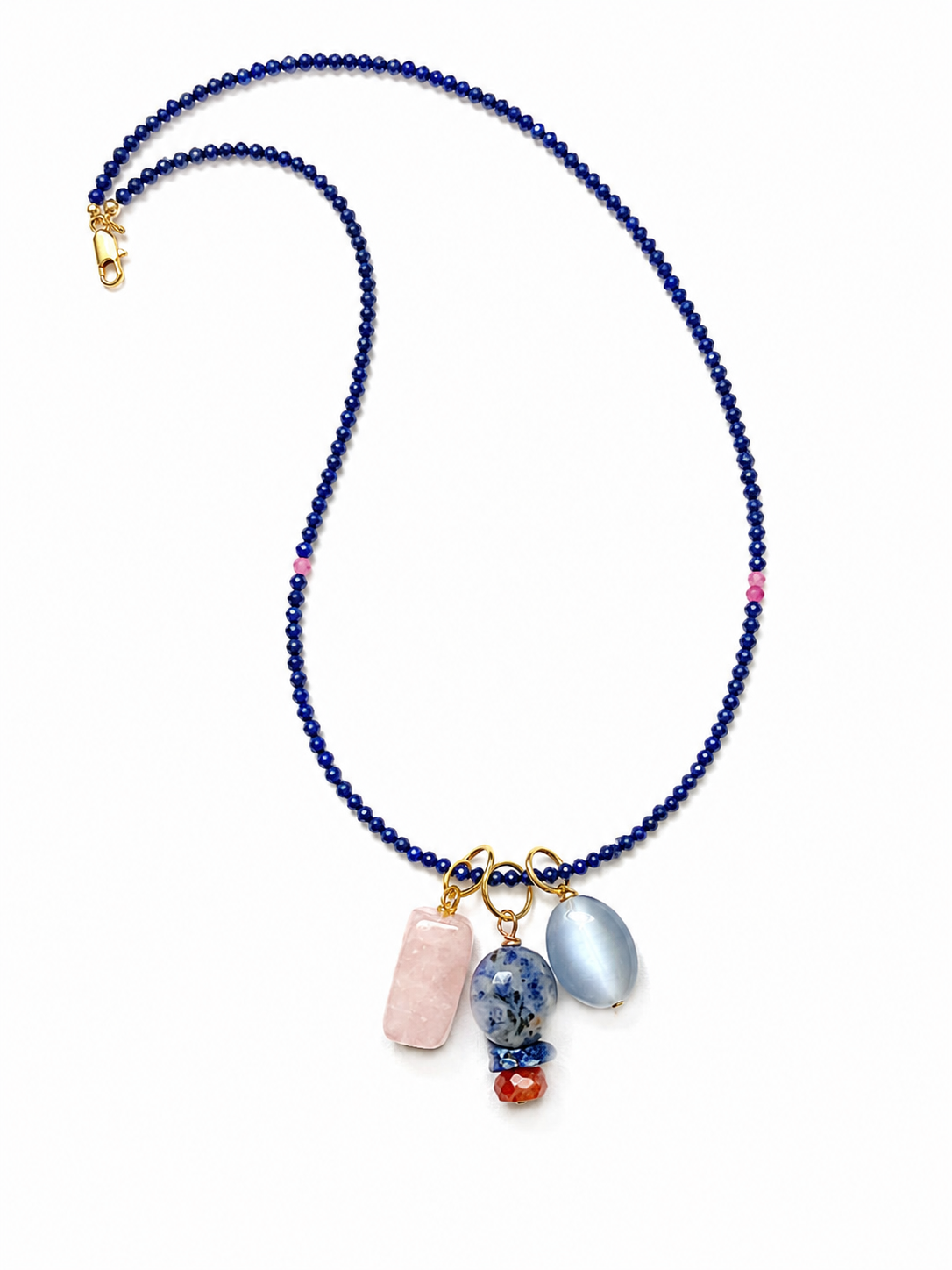 Vespera with Relics Rose Quartz, Sodallite with Lapis and Sunstone, and Cat'sEye